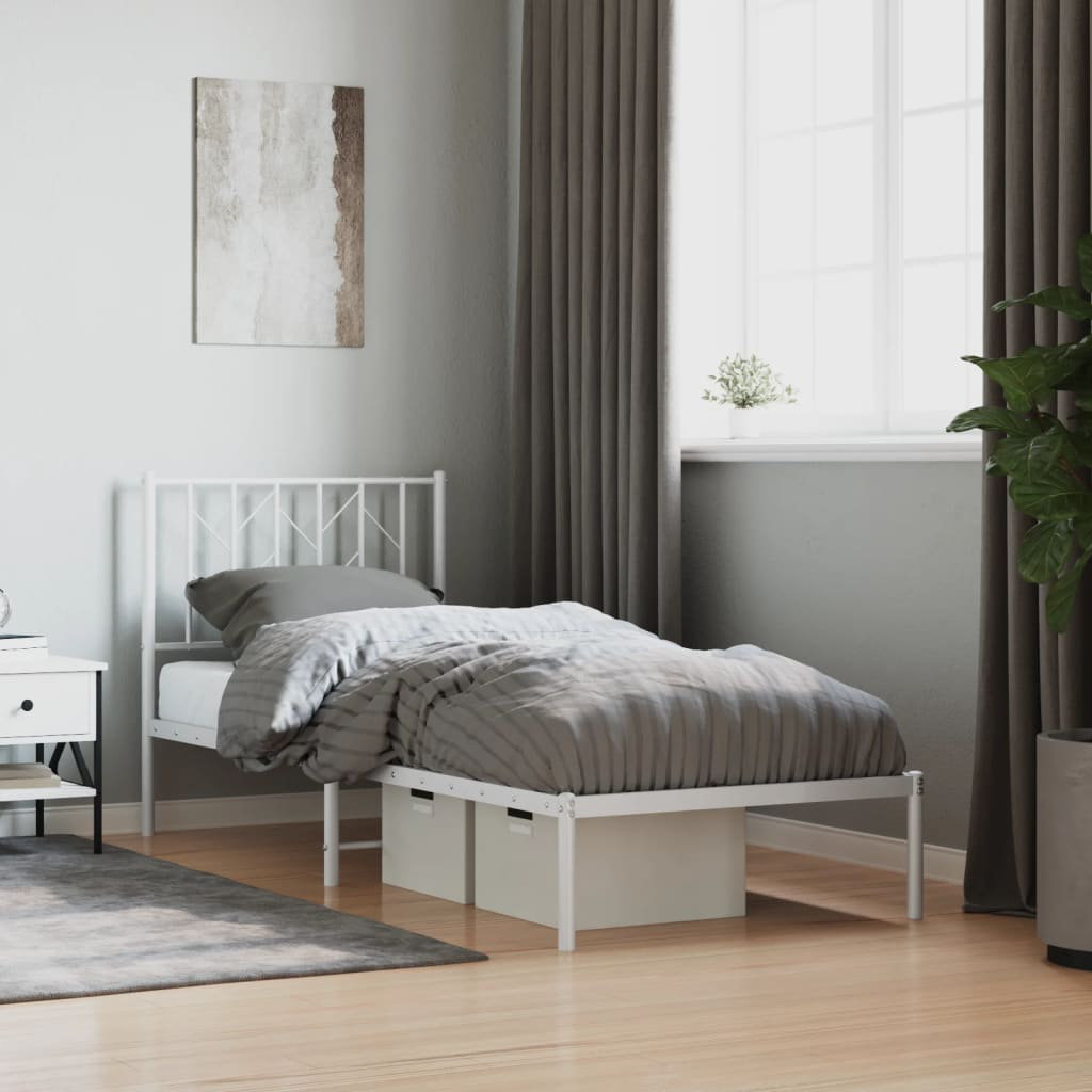 vidaXL Metal Bed White 80 x 200 cm